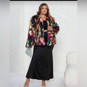 Coat Colorful Faux Fur Teddy Jacket